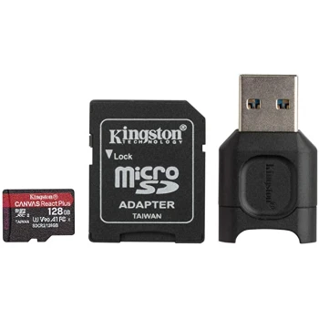 Карта памяти Kingston Canvas React Plus MicroSD 128GB, Class 10 UHS-II 4K/8K, (MLPMR2/128GB)