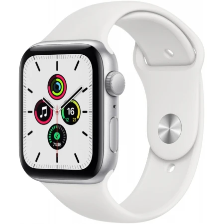 Смарт-часы Apple Watch SE, 44mm Silver Aluminium Case with White Sport Band, (MYDQ2GK/A)