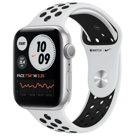 Смарт-часы Apple Watch Nike Series 6, 44mm Silver Aluminium Case with Pure Platinum/Black Nike Sport Band, (MG293GK/A)