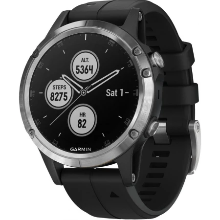 Смарт-часы Garmin Fenix 5 Plus, Silver with Black Band, (010-01988-11)