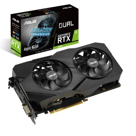 Видеокарта Asus GeForce RTX 2060 Dual Advanced Evo 6GB, (DUAL-RTX2060-A6G-EVO) Видеокарта Asus GeForce RTX 2060 Dual Advanced Evo 6GB, (DUAL-RTX2060-A6G-EVO)