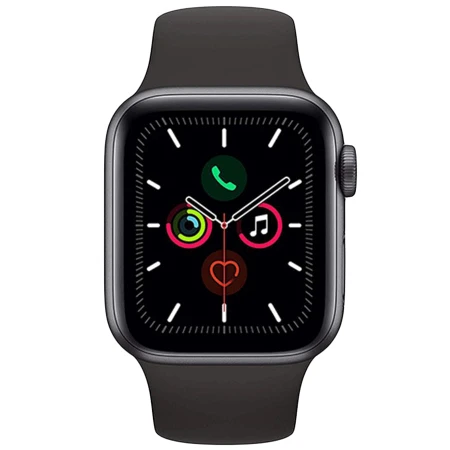 Смарт-сағат Apple Watch Series 5, 40 мм Space Grey алюминий корпусымен, қара Sport жемісімен (MWV82GK/A)