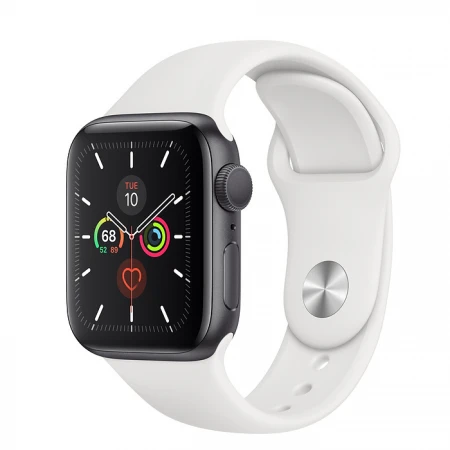 Смарт-часы Apple Watch Series 5, 40mm Silver Aluminium Case with White Sport Band, (MWV62GK/A)