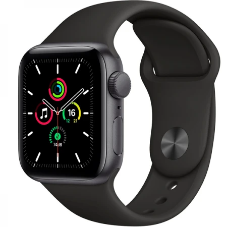Смарт-часы Apple Watch SE, 40mm Space Gray Aluminium Case with Black Sport Band, (MYDP2GK/A)