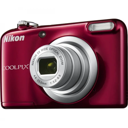 Компактный фотоаппарат Nikon CoolPix A10, 16.1Mpx, 4.6-23mm, 5x zoom, JPEG/AVI, f/3.2-6.5, SD, 2xAA, Red