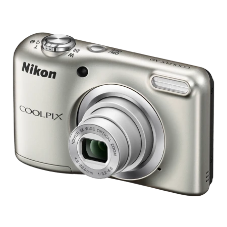 Компактный фотоаппарат Nikon CoolPix A10, 16.1Mpx, 4.6-23mm, 5x zoom, JPEG/AVI, f/3.2-6.5, SD, 2xAA, Silver