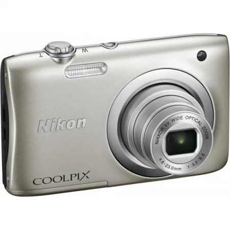 Компактный фотоаппарат Nikon CoolPix A100, 20.1Mpx, 4.6-23mm, 5x zoom, JPEG, f/3.2-6.5, 2.7'', Silver