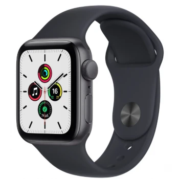 Смарт-часы Apple Watch SE, 44mm Space Grey Aluminium Case with Midnight Sport Band Regular, (MKQ63GK/A)