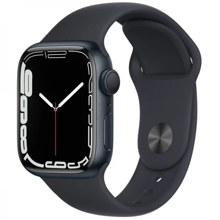Смарт-сағат Apple Watch Series 7, 41мм Midnight алюминий кесетімен Midnight спорт банды (MKMX3GK/A)