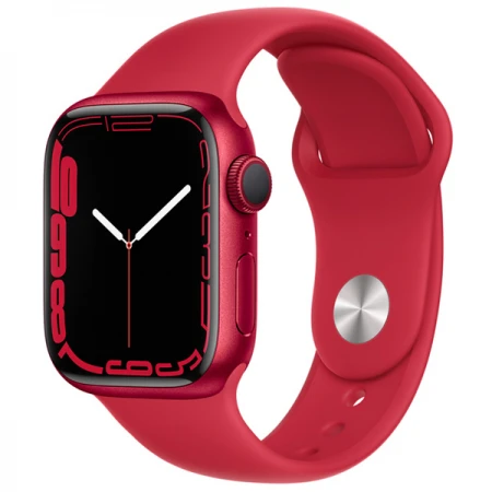 Смарт-часы Apple Watch Series 7, 41mm Red Aluminium Case with Red Sport Band, (MKN23GK/A)