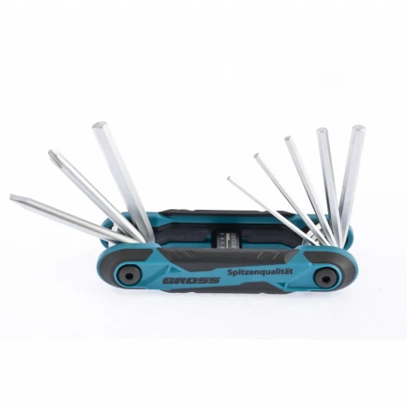 Набор ключей Gross имбусовых универсальный, PH, SL, HEX, CrV, складные, 8 шт. (16414)