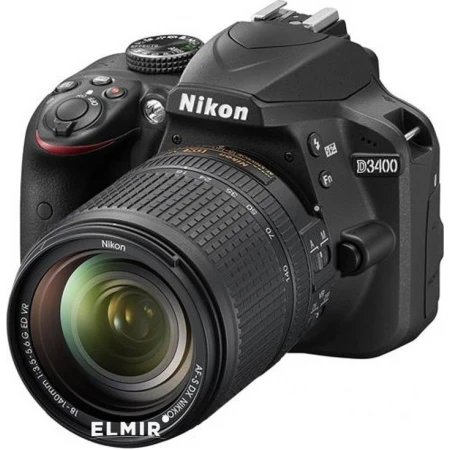 Зеркальный фотоаппарат Nikon D3400 Kit, 24.2Mpx, 18-55mm, 3x zoom, JPEG/RAW, f/3.5-5.6, 3.0", Li-Ion, Black