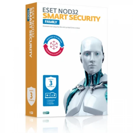 Антивирус ESET NOD32 Smart Security Family, продление 20 месяцев или 1 год 3 ПК, BOX
