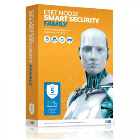 Антивирус ESET NOD32 Smart Security Family, на 1 год на 5 устройств